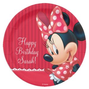Minnie Red and White Birthday Paper Plate
