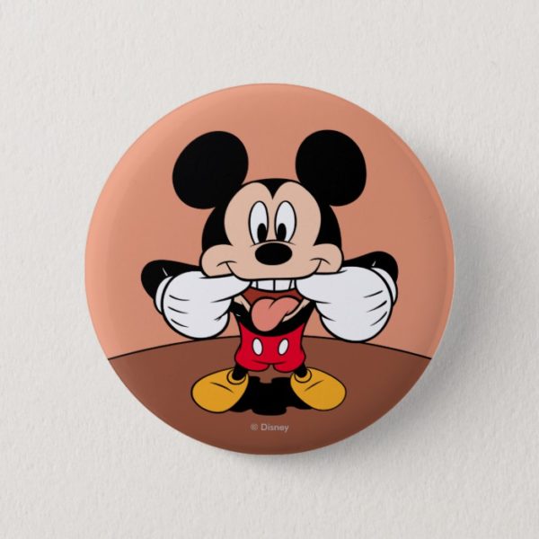 Modern Mickey | Sticking Out Tongue Pinback Button