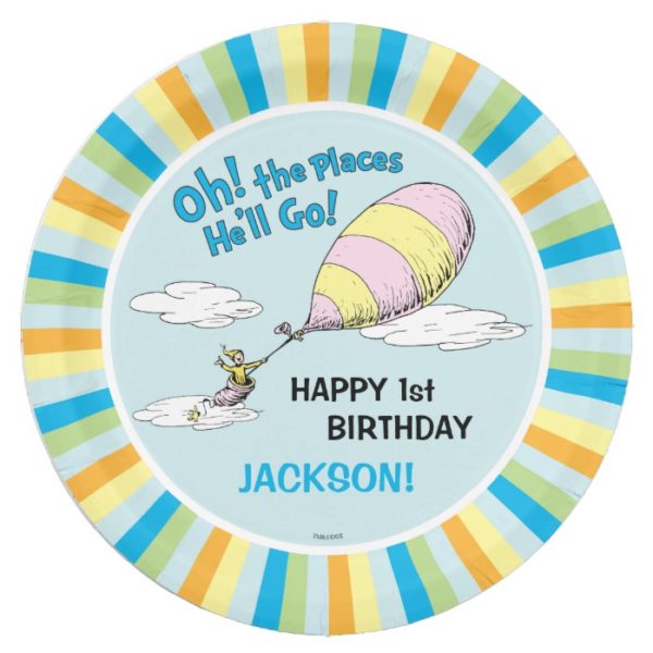 Oh! The Places He'll Go! - First Birthday Paper Plate