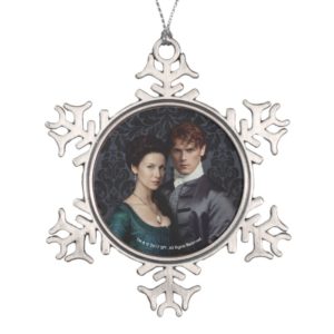 Outlander | Claire And Jamie Damask Portrait Snowflake Pewter Christmas Ornament