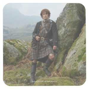 Outlander | Jamie Fraser - Leaning On Rock Square Paper Coaster