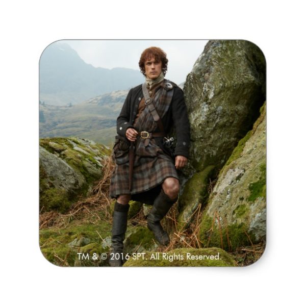 Outlander | Jamie Fraser - Leaning On Rock Square Sticker