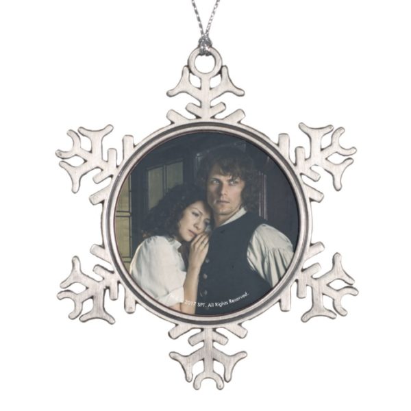 Outlander Season 3 | Jamie and Claire Affection Snowflake Pewter Christmas Ornament