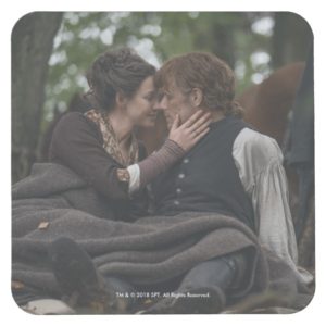 Outlander Season 4 | Jamie & Claire Cuddling Square Paper Coaster