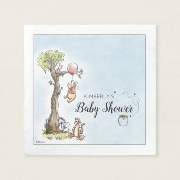 Pooh & Friends Watercolor | Baby Shower Napkin