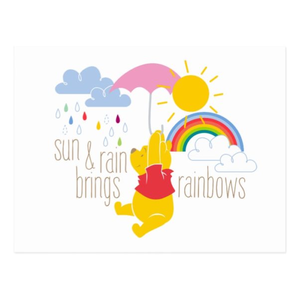 Pooh | Sun & Rain Brings Rainbows Quote Postcard