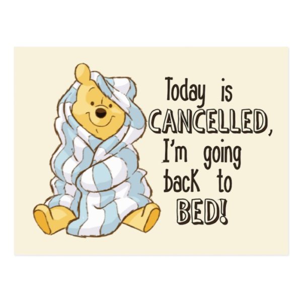 Pooh | Today is Cancelled Quote Postcard