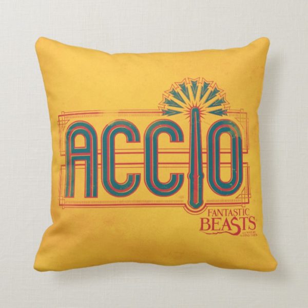 Red Art Deco ACCIO™ Spell Graphic Throw Pillow