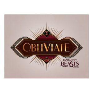 Red & Gold Art Deco Obliviate Spell Graphic Postcard