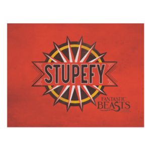 Red & Gold Stupefy Spell Graphic Postcard