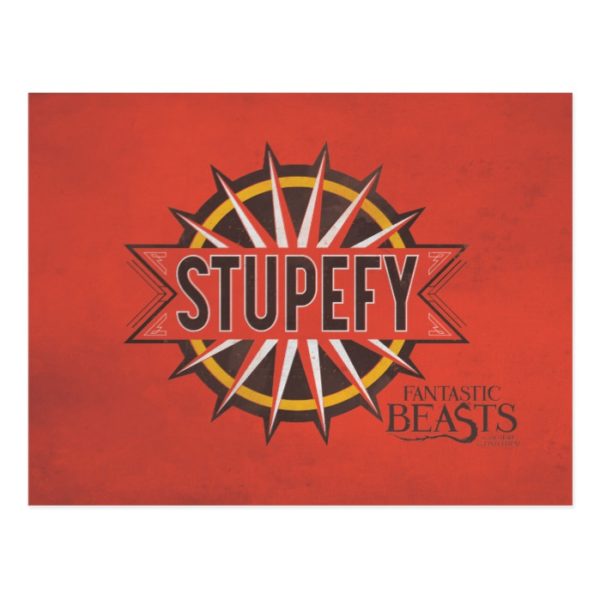 Red & Gold Stupefy Spell Graphic Postcard