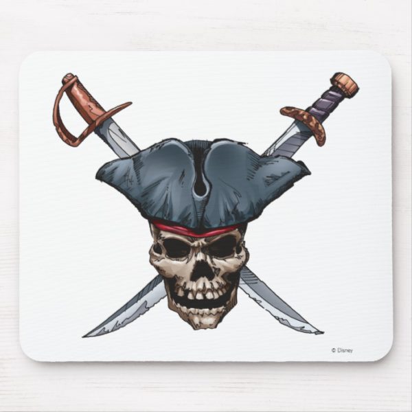 Skulle and Cross Swords with Pirate Hat Disney Mouse Pad