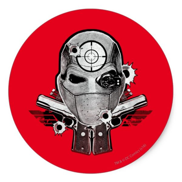 Suicide Squad | Deadshot Mask & Guns Tattoo Art Classic Round Sticker