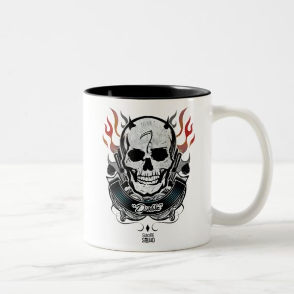 Suicide Squad | Diablo Skull & Flames Tattoo Art Two-Tone Coffee Mug