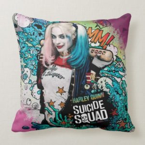 Suicide Squad | Harley Quinn Character Graffiti Throw Pillow