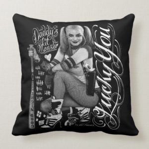 Suicide Squad | Harley Quinn Typography Photo Throw Pillow