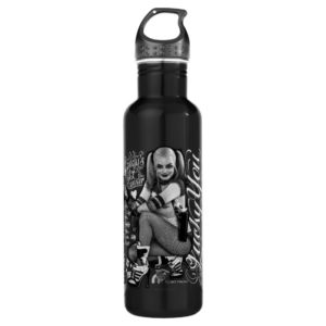 Suicide Squad | Harley Quinn Typography Photo Water Bottle