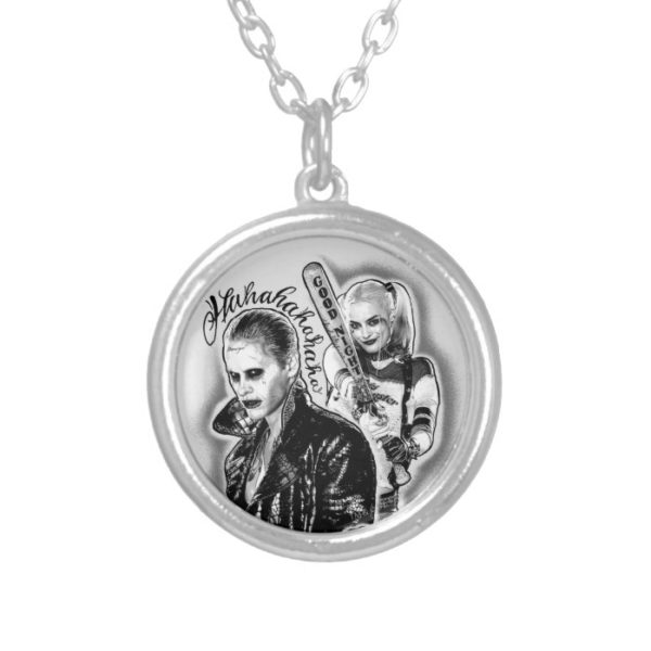 Suicide Squad | Joker & Harley Airbrush Tattoo Silver Plated Necklace