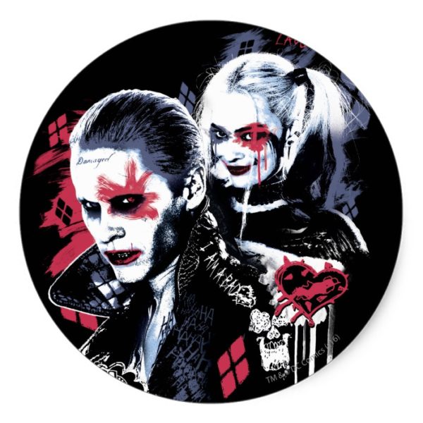 Suicide Squad | Joker & Harley Painted Graffiti Classic Round Sticker