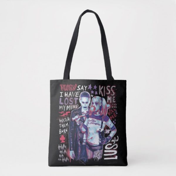 Suicide Squad | Joker & Harley Typography Photo Tote Bag
