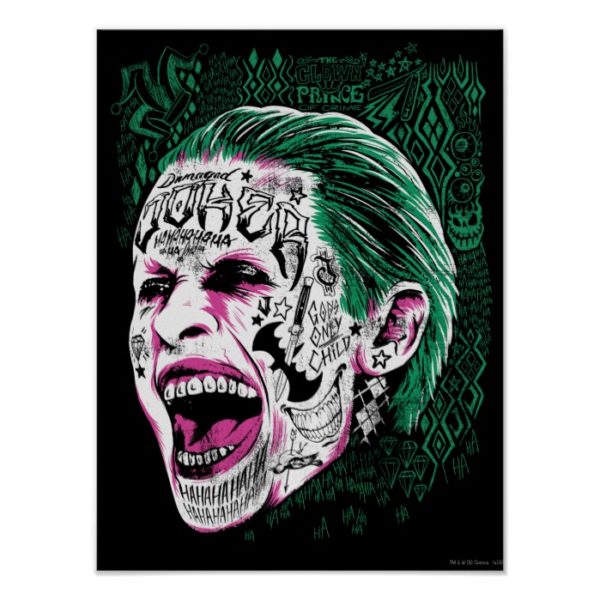 Suicide Squad | Laughing Joker Head Sketch Poster