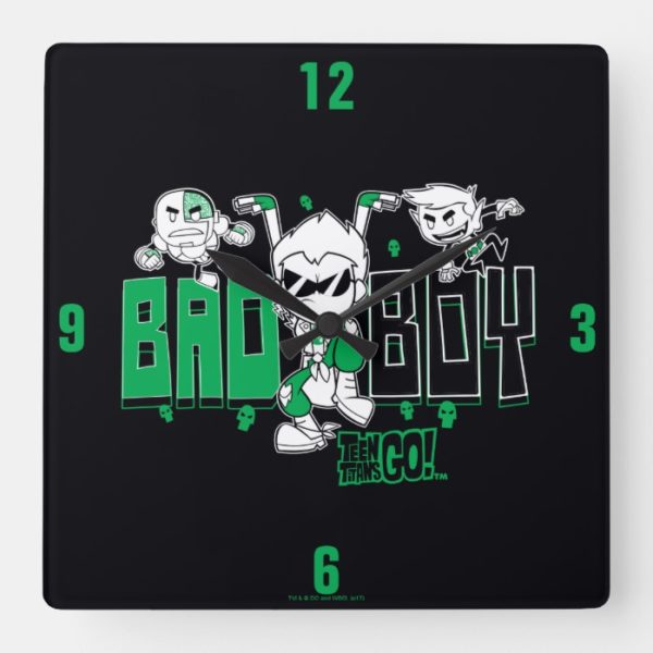 Teen Titans Go! | "Bad Boy" Robin, Cyborg, & BB Square Wall Clock
