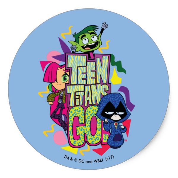 Teen Titans Go! | "Girls Girls" Animal Print Logo Classic Round Sticker