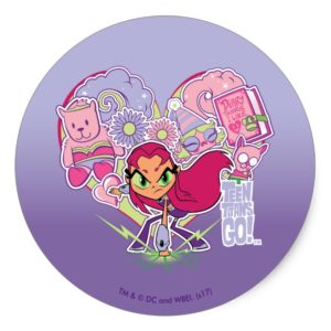 Teen Titans Go! | Starfire's Heart Punch Graphic Classic Round Sticker