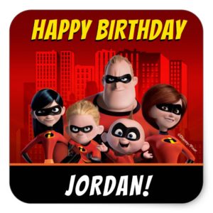 The Incredibles Family Birthday Square Sticker