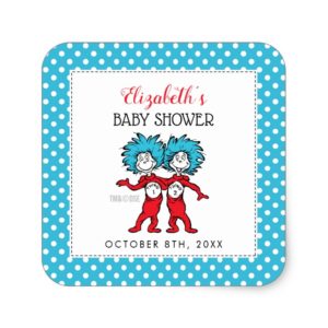Thing 1 Thing 2 | Twins Baby Shower Square Sticker