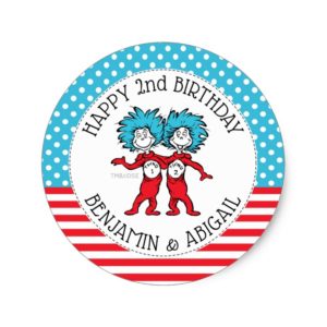 Thing 1 Thing 2 | Twins Birthday Classic Round Sticker