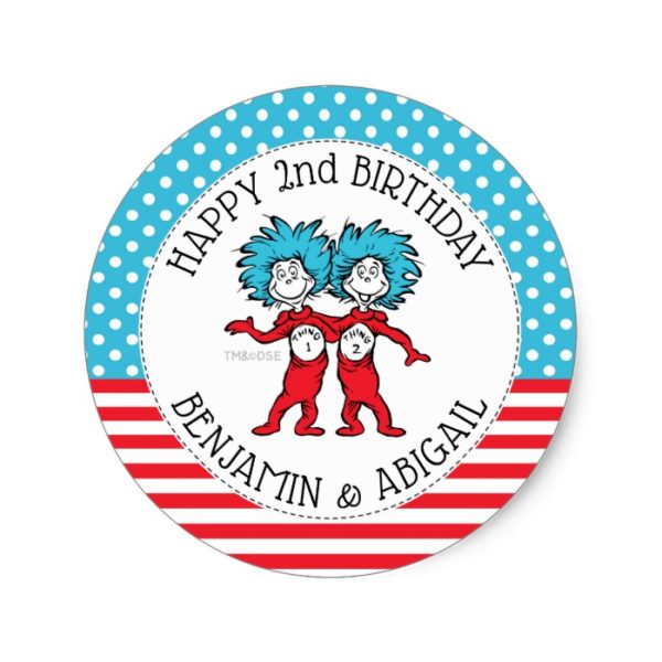 Thing 1 Thing 2 | Twins Birthday Classic Round Sticker