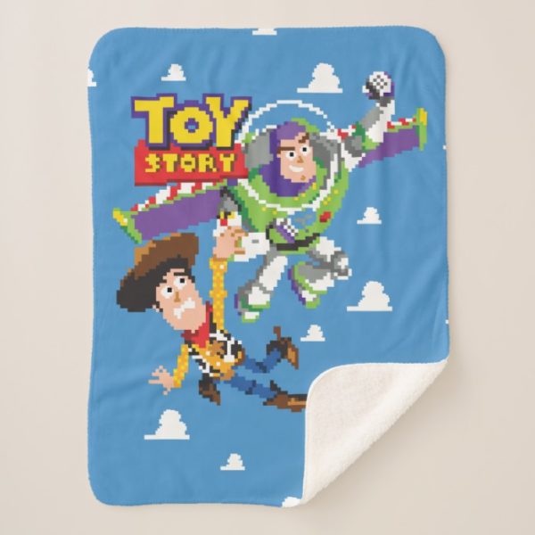 Toy Story 8Bit Woody and Buzz Lightyear Sherpa Blanket
