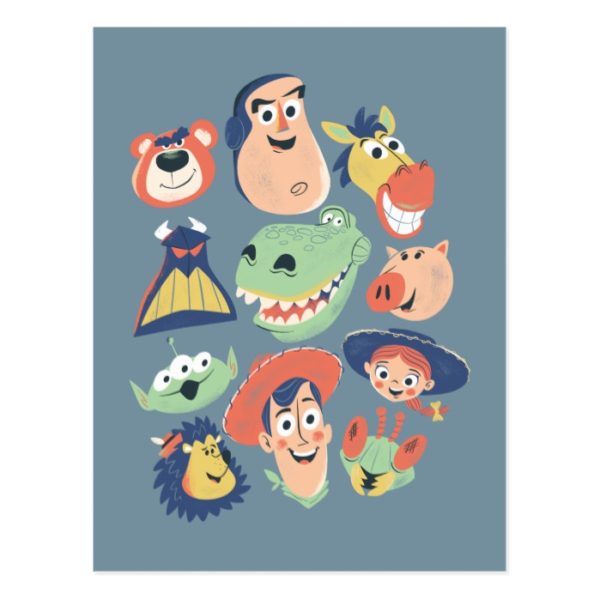 Vintage Painted Toy Story Characters Postcard