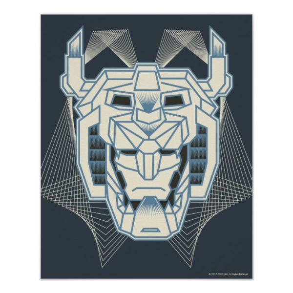 Voltron | Voltron Head Blue and White Outline Poster