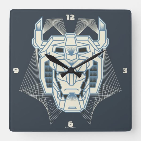 Voltron | Voltron Head Blue and White Outline Square Wall Clock