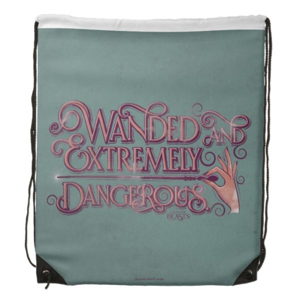 Wanded And Extremely Dangerous Graphic - Pink Drawstring Bag