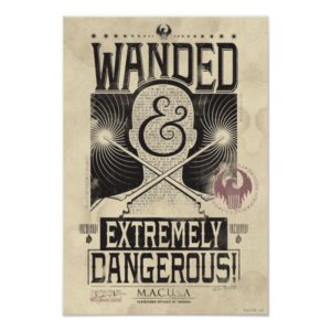Wanded & Extremely Dangerous Wanted Poster - Black