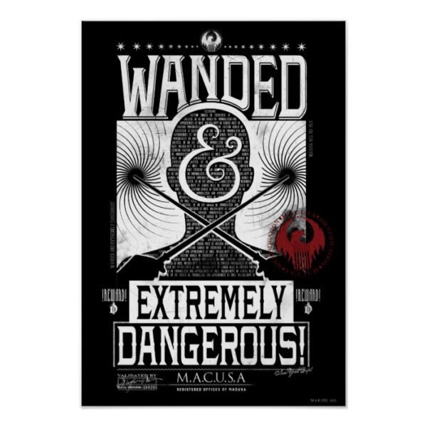 Wanded & Extremely Dangerous Wanted Poster - White