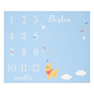 Winnie the Pooh | Blue Baby Monthly Milestone Fleece Blanket