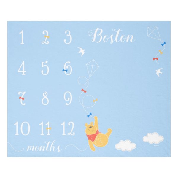 Winnie the Pooh | Blue Baby Monthly Milestone Fleece Blanket