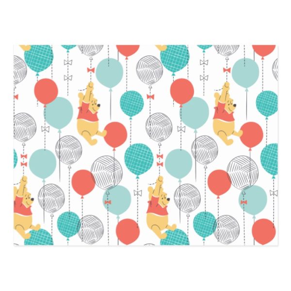 Winnie the Pooh | Hanging On Balloons Pattern Postcard