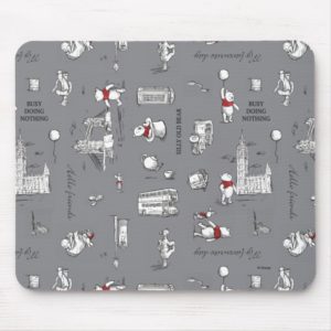 Winnie the Pooh | Hello Friends Grey Pattern Mouse Pad