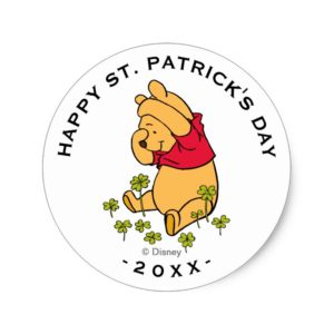 Winnie the Pooh - Shamrock | St. Patrick's Day Classic Round Sticker