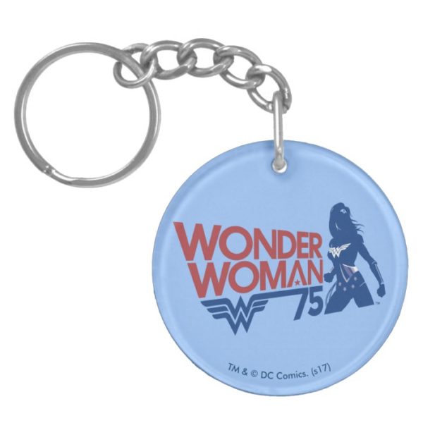 Wonder Woman 75th Anniversary Red & Blue Logo Keychain