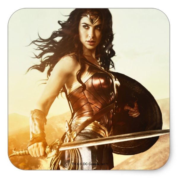 Wonder Woman At Sunset Square Sticker