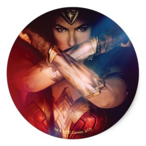 Wonder Woman Blocking With Bracelets Classic Round Sticker