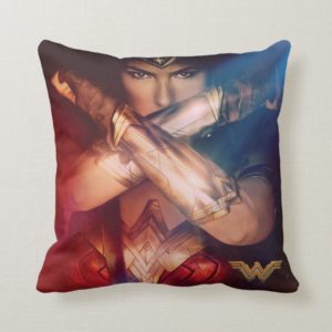Wonder Woman Blocking With Bracelets Throw Pillow