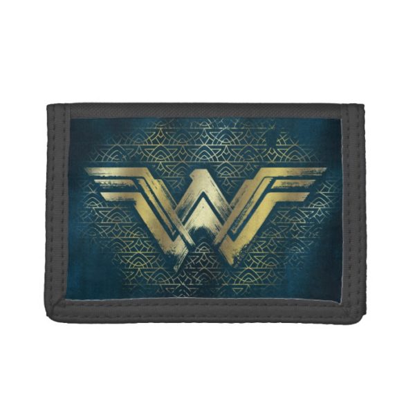 Wonder Woman Brushed Gold Symbol Tri-fold Wallet