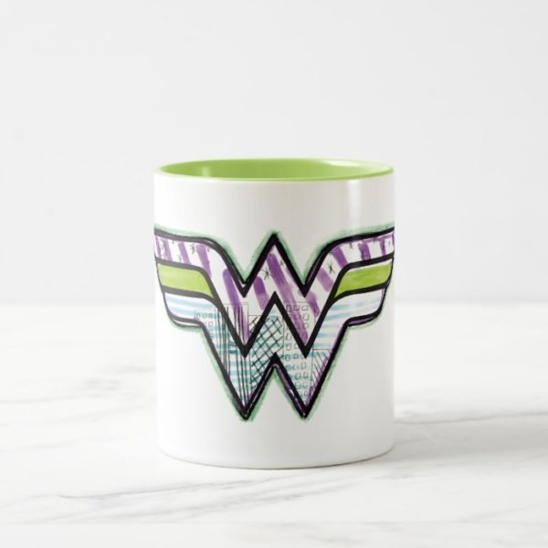 Wonder Woman Colorful Sketch Logo Two-Tone Coffee Mug